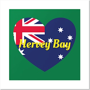 Hervey Bay QLD Australia Australian Flag Heart Posters and Art